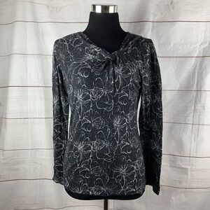 NWOT Royal Robbins Bella Rosa Twist Neck Sweater in Jet Black Floral Size S